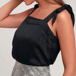 Free People Black Tie Strap Bodysuit